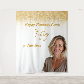 Fifty Birthday custom photo タペストリー