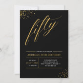 Fifty Birthday Gold & Black 50th Birthday 招待状 (正面)