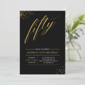 Fifty Birthday Gold & Black 50th Birthday 招待状 (スタンド正面)