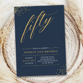 Fifty Birthday Gold & Black 50th Birthday 招待状