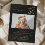 Fifty Black金ゴールド50th Birthday Party写真 招待状<br><div class="desc">Zazzleからの豪華なブラックと金ゴールド招待で50歳の誕生日を特別に作ろう！私たちの黒いカスタムパーティー招待状は、豪華なtouchのための金ゴールドアクセントはっきりしたで美しいスクリプトフォントを特徴とする。カードにカスタマイズイベントの詳細を簡単に追加して写真をお気に入りの追加。最も近い家族や友人を集め祝、このマイルストーンをスタイルに！</div>
