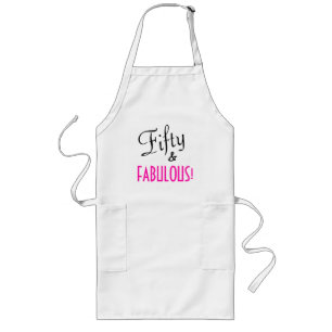 Fifty & FABULOUS スクリプト タイポグラフィ 50歳の誕生日 ロングエプロン