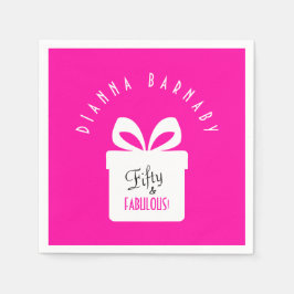 Fifty & FABULOUS! 女の子のピンクの誕生日パーティー スタンダードカクテルナプキン