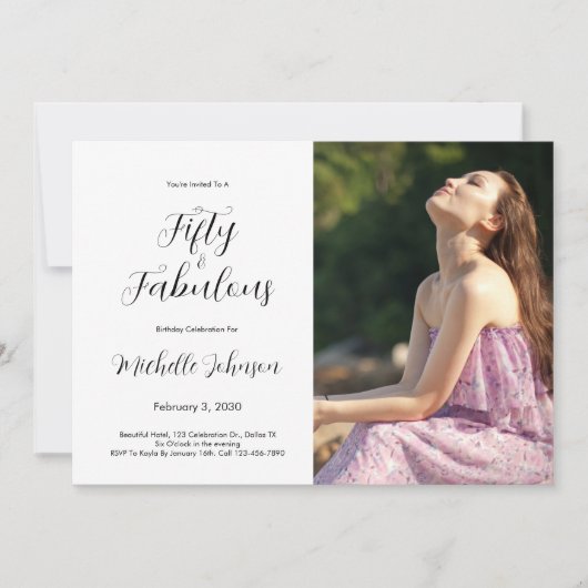 Fifty & Fabulous 50th Birthday Party 招待状 (正面)