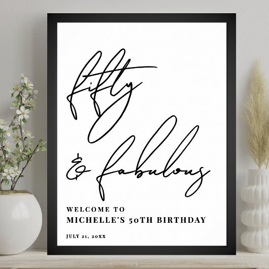 Fifty Fabulous 50th Birthday Party Welcome Sign ポスター
