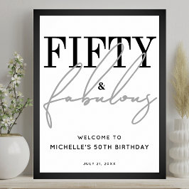 Fifty Fabulous 50th Birthday Party Welcome Sign ポスター