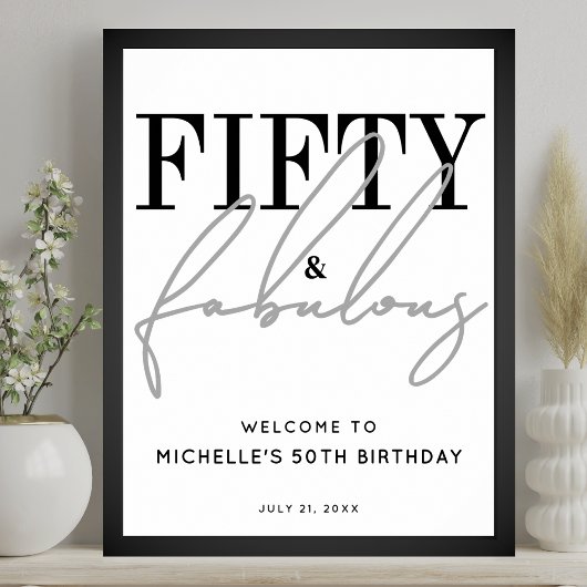 Fifty Fabulous 50th Birthday Party Welcome Sign ポスター