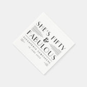 Fifty & Fabulous Art Deco Name Date 50th Birthday スタンダードカクテルナプキン (角)