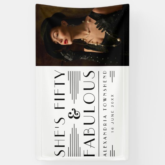 Fifty & Fabulous Art Deco Photo 50th Birthday 横断幕 (縦)