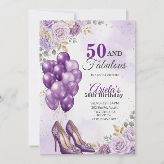 Fifty fabulous birthday invitation  招待状 (正面)