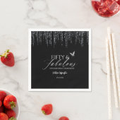 Fifty & Fabulous Black Glam 50th Birthday スタンダードカクテルナプキン (インサイチュ)