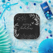 Fifty & Fabulous Black Glam 50th bithday ペーパープレート (パーティー)