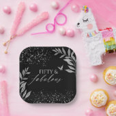 Fifty & Fabulous Black Glam 50th bithday ペーパープレート (パーティー)