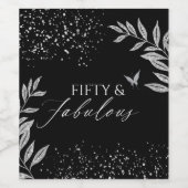 Fifty & Fabulous Black Glam 50th bithday ワインラベル (シングルラベル)