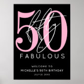Fifty Fabulous Black Pink 50th Birthday Welcome ポスター (正面)