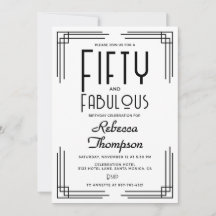 Fifty Fabulous Black White Art Deco 50th Birthday