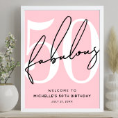 Fifty Fabulous Blush Pink 50th Birthday Welcome ポスター