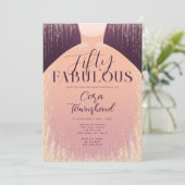 Fifty & Fabulous Elegant Gold Dress 50th Birthday 招待状 (スタンド正面)