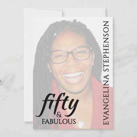 Fifty Fabulous Fiftieth 50th Birthday Photo 招待状 (正面)