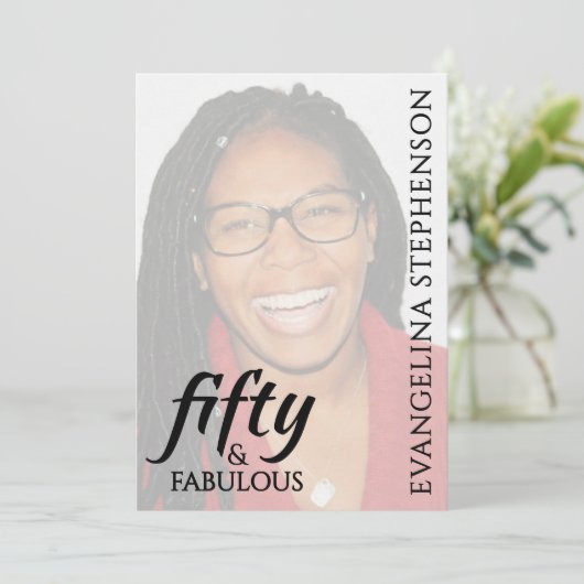 Fifty Fabulous Fiftieth 50th Birthday Photo 招待状 (スタンド正面)