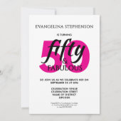 Fifty Fabulous Fiftieth 50th Birthday Pink Photo 招待状 (裏面)