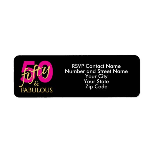 Fifty Fabulous Fiftieth Birthday Return Address ラベル (正面)