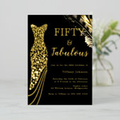 Fifty & Fabulous Gold Foil Dress 50th Birthday  箔招待状 (立ち正面)