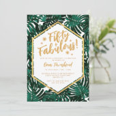 Fifty + Fabulous Green Tropical 50th Birthday 招待状 (スタンド正面)