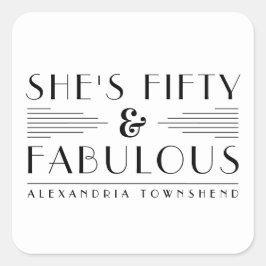 Fifty & Fabulous Lines Art Deco 50th Birthday スクエアシール