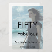 Fifty & Fabulous Photo 50th Birthday Party 招待状 (正面/裏面)