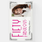 Fifty Fabulous Photo Pink Art Deco 50th Birthday 横断幕 (縦)