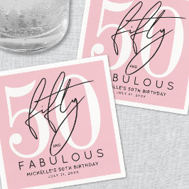 Fifty Fabulous Pink 50th Birthday Party スタンダードカクテルナプキン