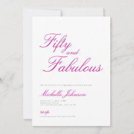 Fifty & Fabulous Pink 50th Birthday Party Invitati 招待状