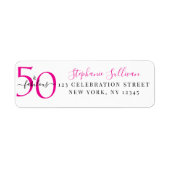 Fifty Fabulous Pink 50th Birthday Return Address ラベル (正面)