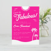 Fifty & Fabulous Pink Beach 50th Birthday Party 招待状 (スタンド正面)