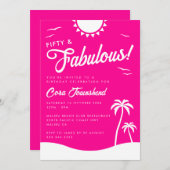 Fifty & Fabulous Pink Beach 50th Birthday Party 招待状 (正面/裏面)
