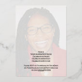 Fifty Fabulous Pink Black Gold 50th Birthday Photo 箔招待状 (裏面)