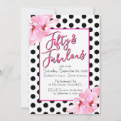 Fifty & Fabulous Pink Floral Black Birthday 招待状 (裏面)