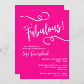 Fifty & Fabulous Pink Script 50th Birthday Party 招待状 (正面/裏面)