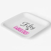 Fifty & FABULOUS! Retro Hot Pink Birthday Party ペーパープレート (傾斜あり)