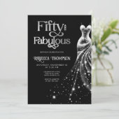 Fifty Fabulous Silver Dress Black 50th Birthday 招待状 (スタンド正面)