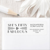 Fifty & Fabulous White Art Deco 50th Birthday ラベル (インサイチュ)