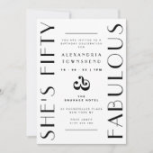 Fifty & Fabulous White Art Deco 50th Birthday 招待状 (正面)