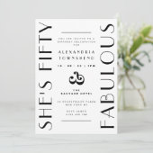 Fifty & Fabulous White Art Deco 50th Birthday 招待状 (スタンド正面)