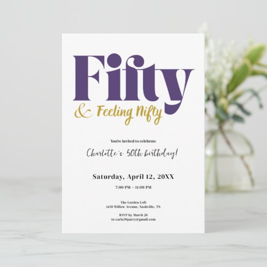 Fifty & Feeling Nifty 50th Birthday Invitation 招待状 (スタンド正面)