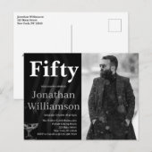 Fifty Modern 50th Birthday Party Photo For Him ポストカード (正面/裏面)