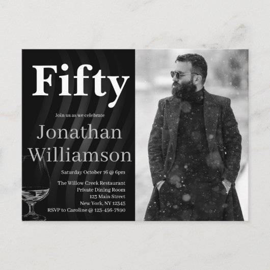 Fifty Modern 50th Birthday Party Photo For Him ポストカード (正面)