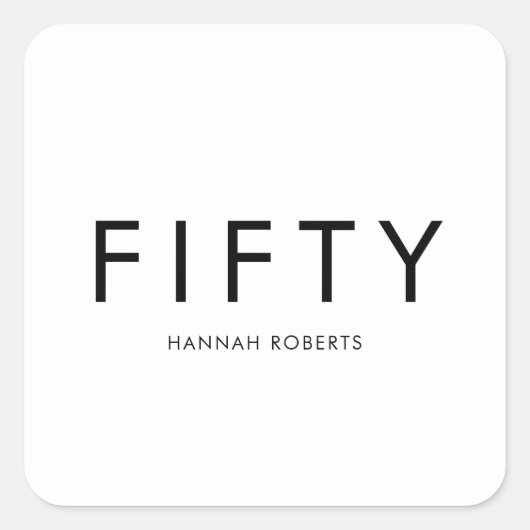 Fifty Name 50th Birthday Party スクエアシール (正面)