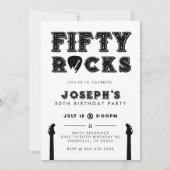 Fifty Rocks Guitar Pick 50th Birthday Party 招待状 (正面)
