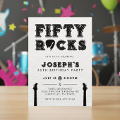 Fifty Rocks Guitar Pick 50th Birthday Party 招待状